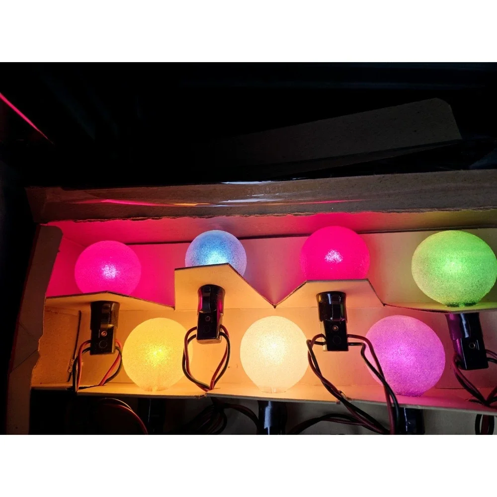 Vintage futurama Lites‎ Ringalite Christmas bulbs w/ box glitter sugar